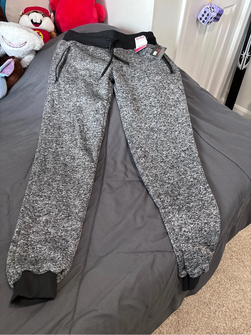 Woman’s ' Heather Gray Marled Jogger Sweatpants with Elastic Cuffs